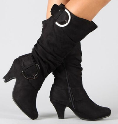 Fashion Brushed Velvet Spring And Autumn Women's Boots - Evans creations LLC