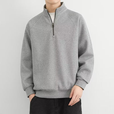 Half Zipped Stand Collar Men's Vintage Fleece-lined Thickened Casual Sweatshirt - Evans creations LLC
