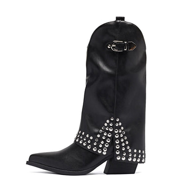 Spring And Autumn Pointed Knight Boots Women - Evans creations LLC