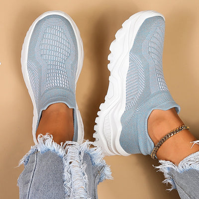 Sports Women's Breathable Flying Woven Socks Slip-on Lazy Shoes - Evans creations LLC