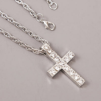 Cross Pendant Necklaces For Women Men Punk Hiphop Rope Chain On Neck Rapper Jewelry - Evans creations LLC
