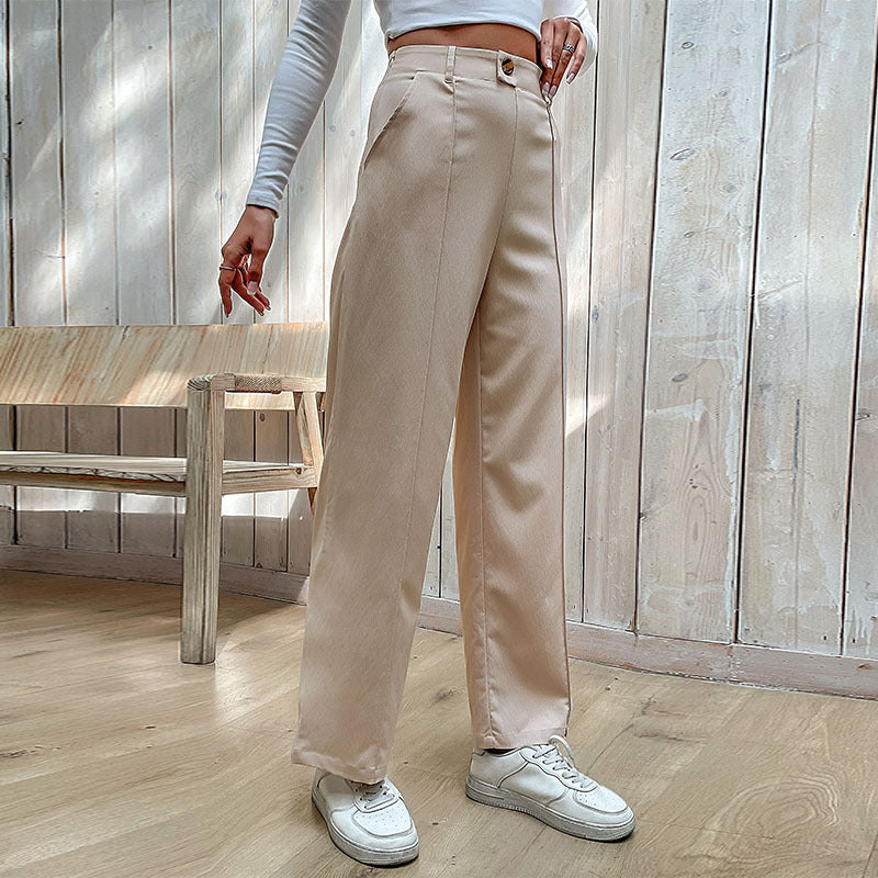 Women's Casual Slacks Splicing Straight-leg Pants - Evans creations LLC