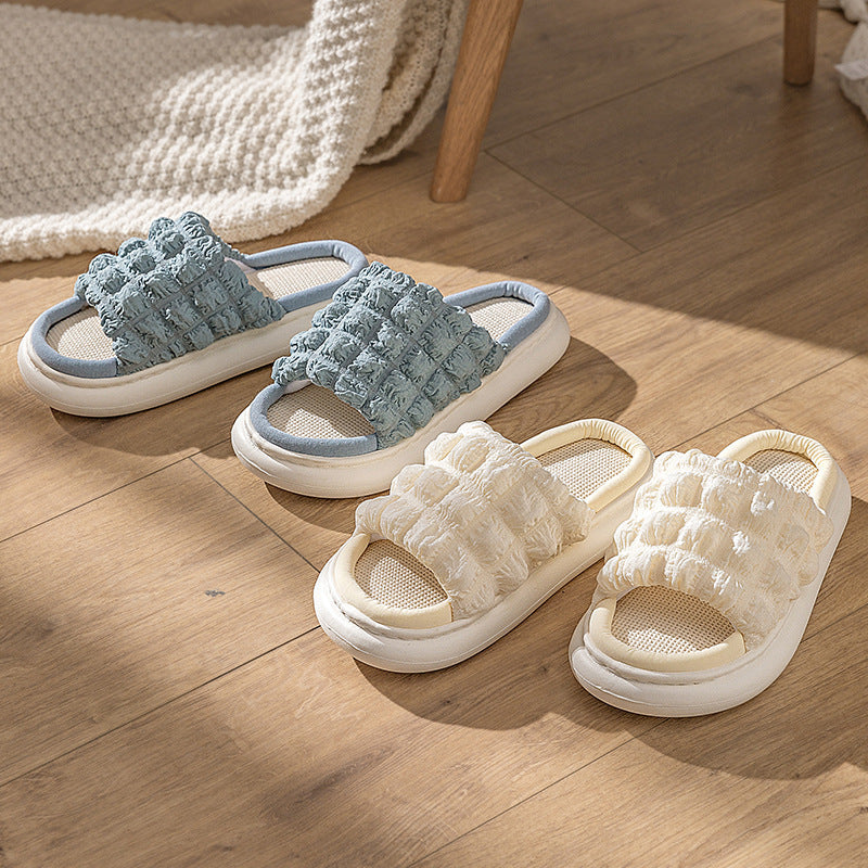 EVA Thick-soled Linen Slippers Women's Mute Soft-soled Slippers - Evans creations LLC