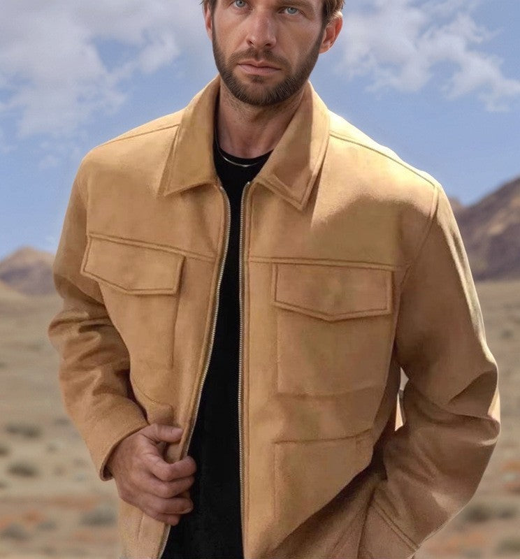 Fashion Men's Fur Zipper Big Pocket Jacket Coat - Evans creations LLC