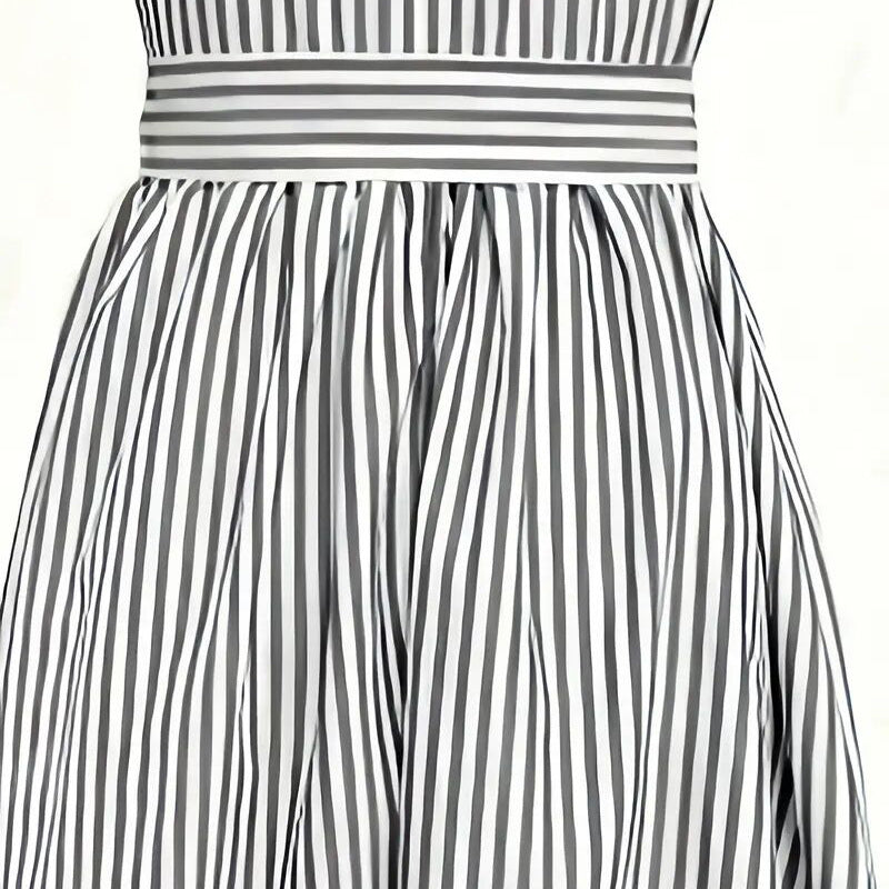 Women's Summer One Shoulder Striped Midi Dress Elegant Tie Waist Bodycon Dresses With Pockets - Evans creations LLC