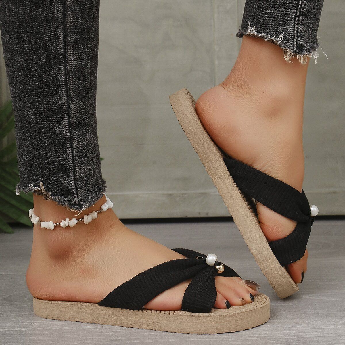New Fashion Flat Sandals Summer Open Toed Light French Women's Beach Shoes - Evans creations LLC