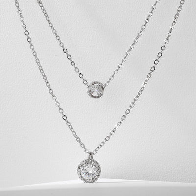 Sparkling Three-dimensional Zircon Pendant Necklace, Women's Exquisite Double-layer Collarbone Chain Jewelry Gift, Suitable For Engagement, Party, Holiday Gifts - Evans creations LLC
