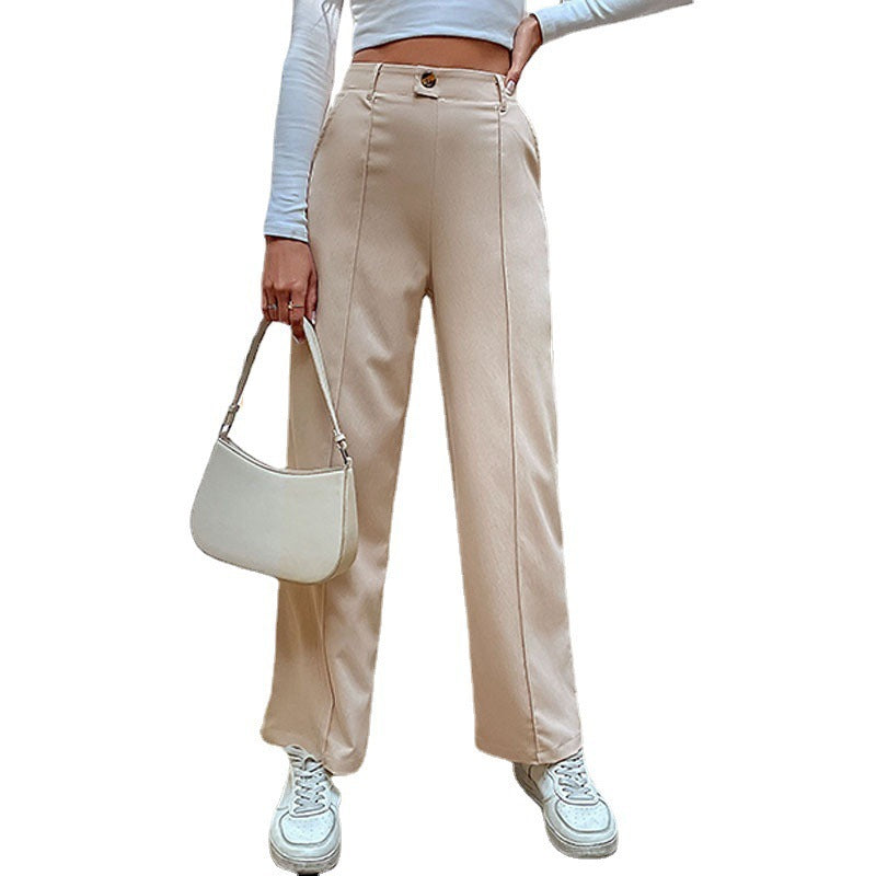 Women's Casual Slacks Splicing Straight-leg Pants - Evans creations LLC