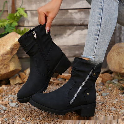 Belt Buckle Women's Ankle Boots Elastic Band - Evans creations LLC