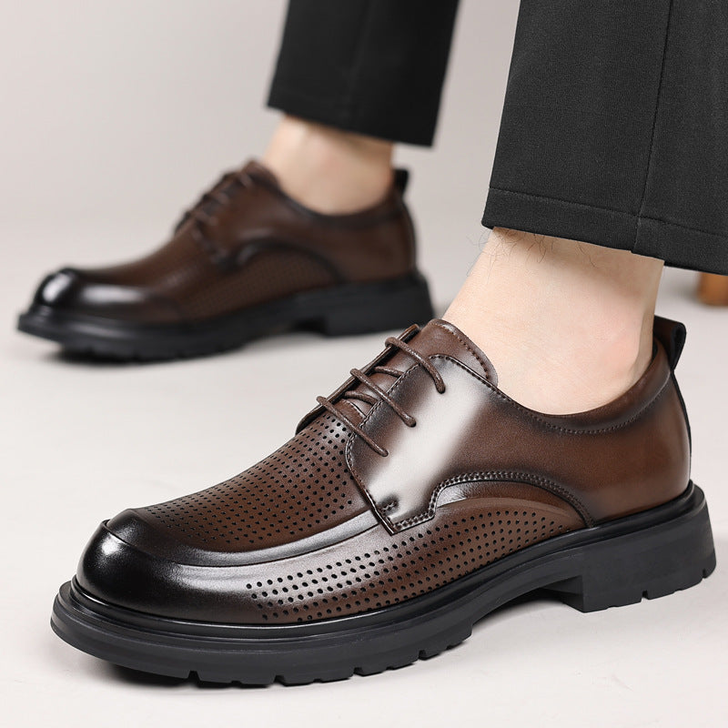 Hollow Leather Shoes Men's Plus Size Low-top Business - Evans creations LLC