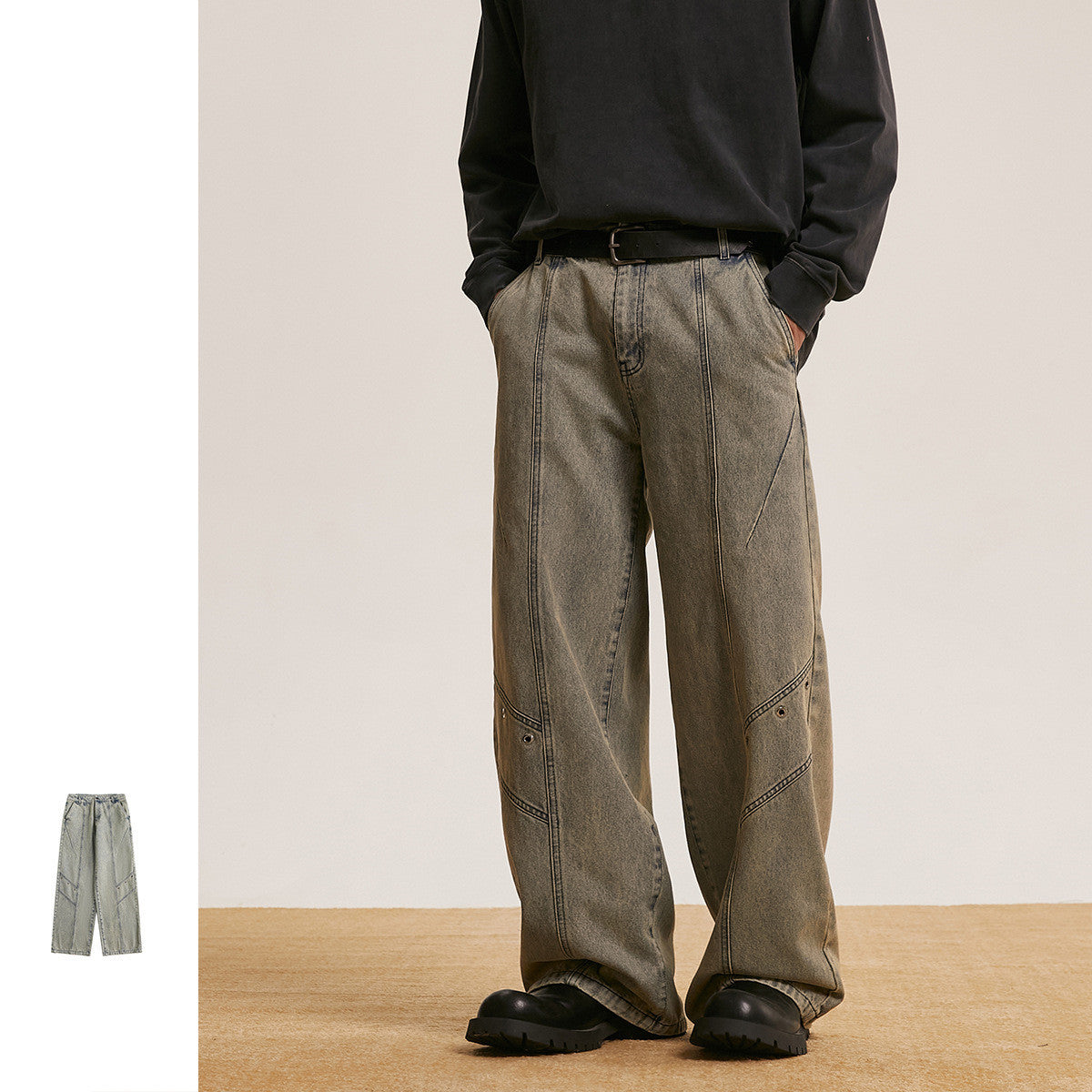 Trendy Retro Washed Jeans Men And Women Trendy Baggy Straight Trousers - Evans creations LLC
