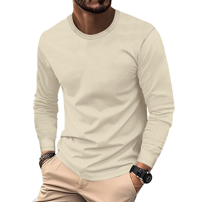 Round Neck Waffle Casual Top For Men - Evans creations LLC