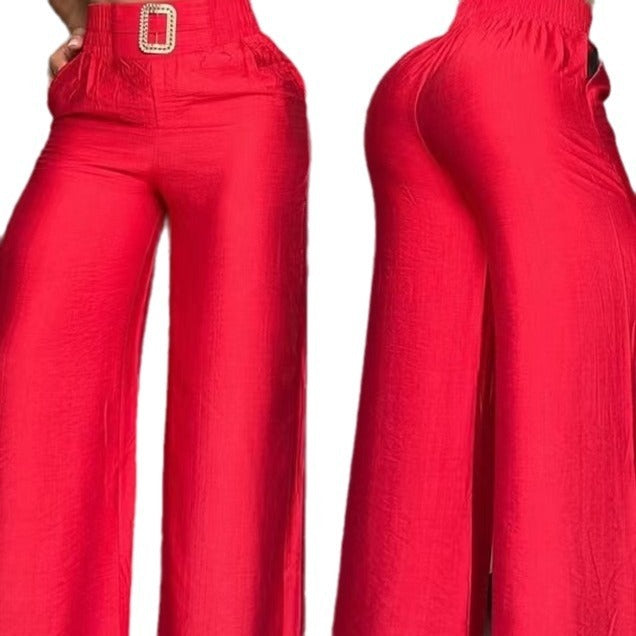 Wide Leg High Waist Loose And Slimming Metal Decorative Speakers Trousers - Evans creations LLC