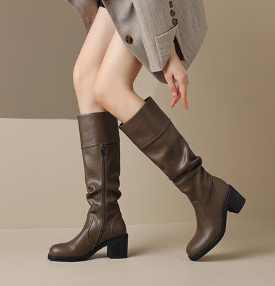 Thick Mid-heel High-top Below The Knee Women's Knight Warm Boots - Evans creations LLC