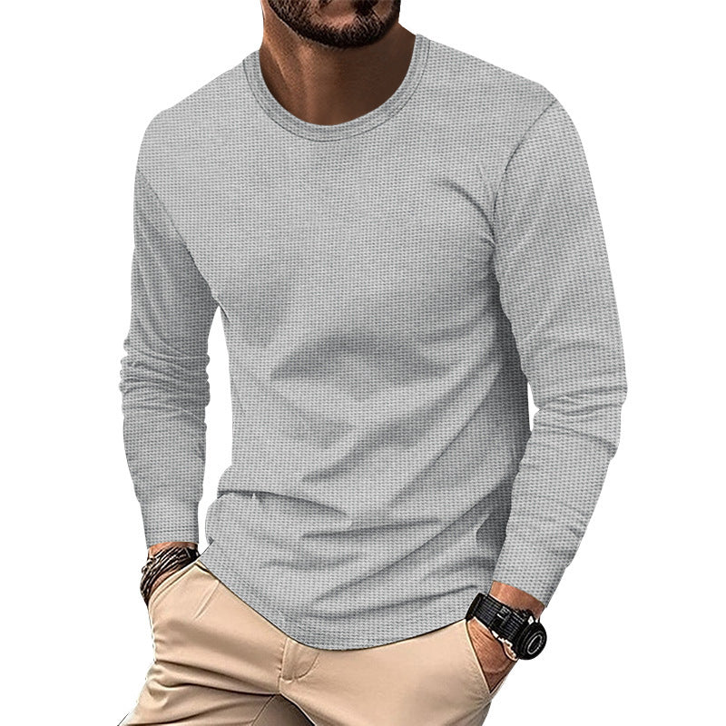 Round Neck Waffle Casual Top For Men - Evans creations LLC