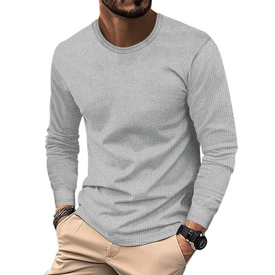 Round Neck Waffle Casual Top For Men - Evans creations LLC