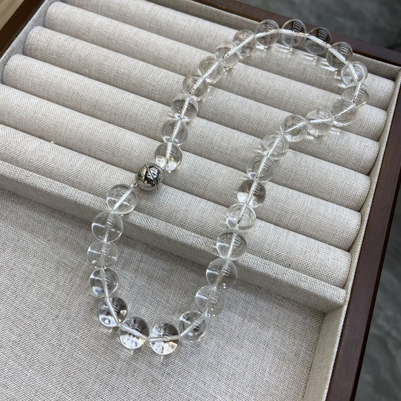 Transparent Beads White Crystal 12MM Necklace Bracelet - Evans creations LLC