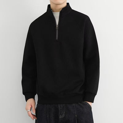 Half Zipped Stand Collar Men's Vintage Fleece-lined Thickened Casual Sweatshirt - Evans creations LLC